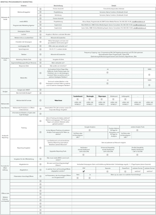 Briefing Formular für Programmatic Marketing Kampagnen von media BROS.